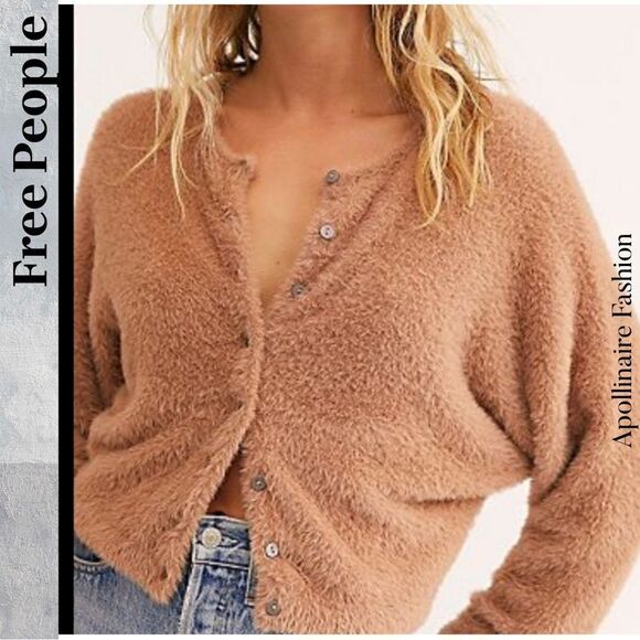 FREE PEOPLE ALLEGRA CARDI IN CAMEL MEDIUM SUPER SOFT NEW - Picture 1 of 4